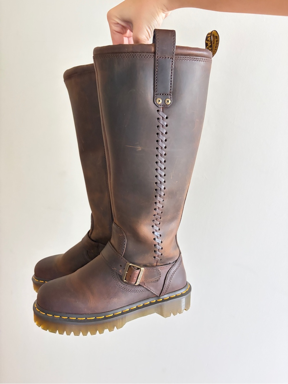 Dr. Martens Anistone Boots Women's Brown Leather Buckle Boots 6 - Picture 4 of 7